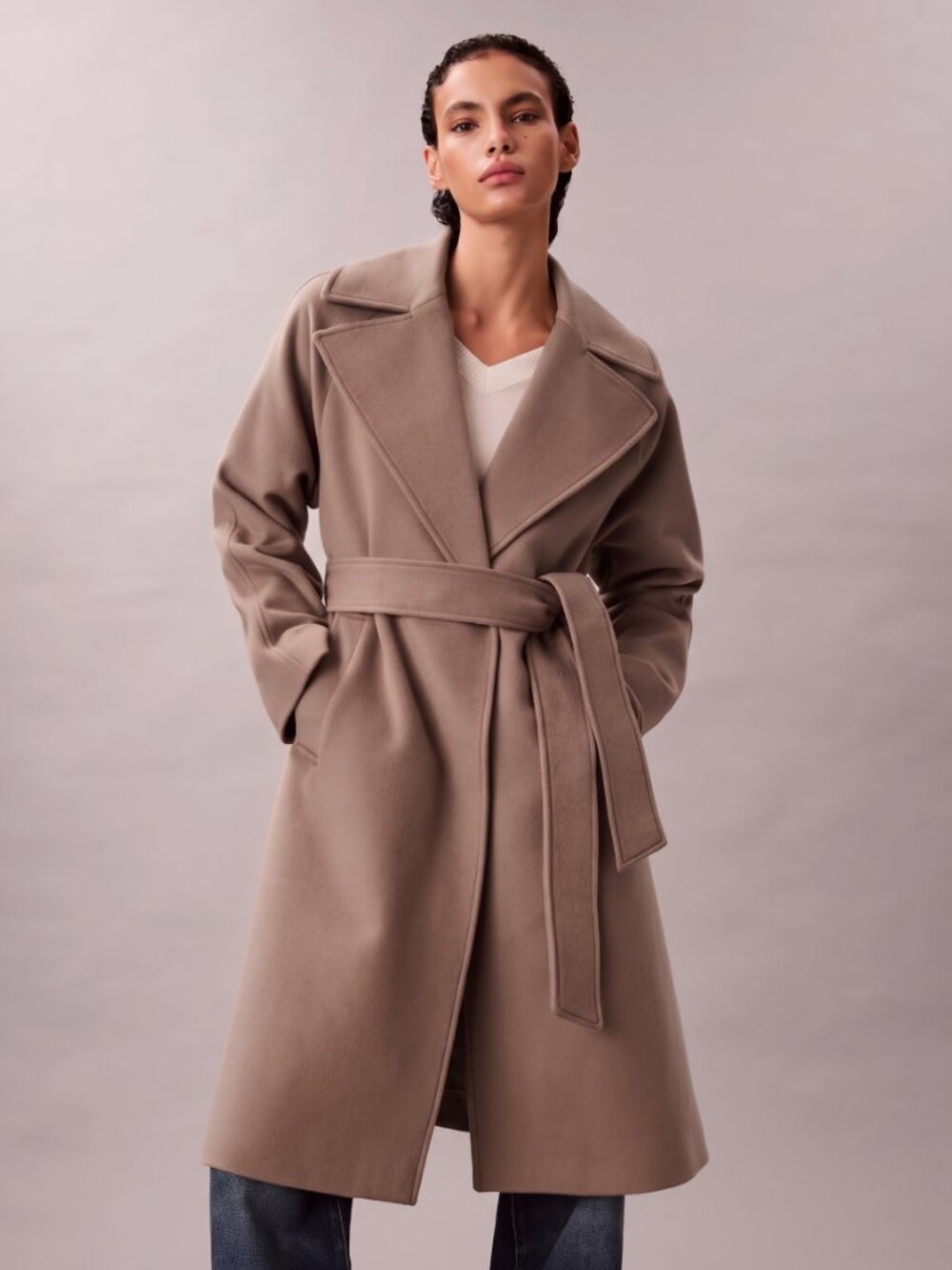 Calvin Klein Women's Taupe Belted Trench Coat